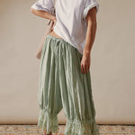 Pastoral Style Elastic Waist Lace Hem Bloomer Pants