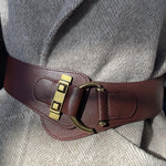 Retro versatile coffee-colored wide elastic belt accessories