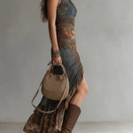 Elena™ | Printed One-Shoulder Maxi Dress with Ruffled Slit