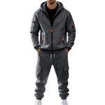 KZZ Men's Winter Fleece-Lined Hoodie & Drawstring Pants Set