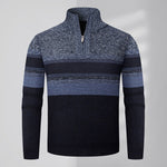 KZZ Men's color-blocked striped knit pullover