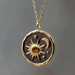 Vintage Sun Moon Exquisite Zircon Necklace