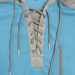 KZZ Men's color-blocked drawstring hooded sweatshirt
