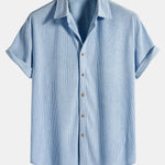 Cotton Button-Up Shirt with Short Sleeves