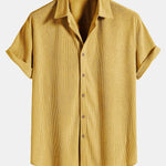 Cotton Button-Up Shirt with Short Sleeves