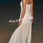 Indulge in Floral Applique Pleated Chiffon Hem Slip Maxi Dress