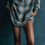 Plaid Print Loose Long-sleeved Shirt Style Mini Dress