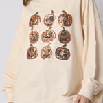 Halloween Pumpkin Sequin Loose Casual Sweatshirt