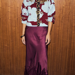 Sunday Social Contrast Color Satin Lace Trim Mid Rise Maxi Skirt