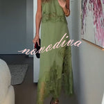 Modern Muse Satin Lace Trim Pleated Neck Top and A-line Irregular Slit Skirt Set