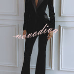 Delicate Daze Velvet Satin Lapel Button Up Long Sleeve Tapered Waist Blazer