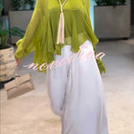 Romantic Journey Chiffon Ruffle Batwing Sleeve Top and Elastic Waist Pocket Loose Pants Set