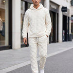KZZ Fleece-lined letter-embroidered hoodie and elastic-waist trousers