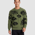 KZZ Men's Minimalist Print Long-Sleeve Knit Pullover