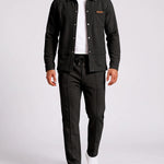 KZZ Men's Business Casual Shirt Jacket Long-Sleeved Trousers Suit
