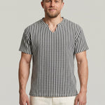 KZZ Men's Minimalist V-Neck Short-Sleeve Shirt