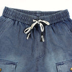 KZZ Men's Washed Denim Utility Shorts