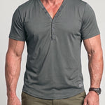 KZZ Men's Summer Deep V-Neck Short-Sleeve Shirt
