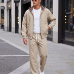 KZZ Men's two-piece street casual plaid tracksuit