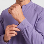 KZZ Men's Retro Washed Three-Button Stand Collar Henley Collar Long-Sleeve Pullover
