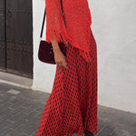Free Spirit Knit Hollow Out Fringed Loose Shawl