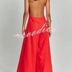 Kelso Linen Blend Square Neck Pocketed Backless Wide Leg Jumpsuit