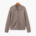 Heritage Diamond Knit Zip Cardigan