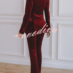 Delicate Daze Velvet Satin Lapel Button Up Long Sleeve Tapered Waist Blazer