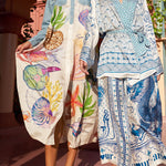 Take A Trip Marine Elements Unique Print Patchwork Pocketed Long Shirt Coat