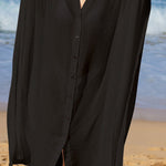 Rustic V Neck Button Down Cover Up