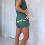 Buttery Touch Half-Zip Short Sleeve Sweatshirt and Elastic Waist Pocket Casual Shorts Set
