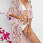 Surprising Half Sleeve Patchwork Cutout Beach Cover Up