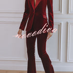 Delicate Daze Velvet Satin Lapel Button Up Long Sleeve Tapered Waist Blazer
