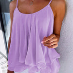 Romance Factor Ruffle Hem Flowy Cami Top