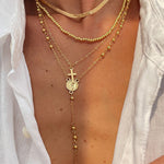 Fashionable Diamond Cross Chain Elegant Multi-layered Necklace