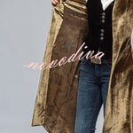 Vintage Velvet Long Loose Pocket Slit Coat