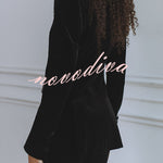 Delicate Daze Velvet Satin Lapel Button Up Long Sleeve Tapered Waist Blazer