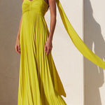 Exquisite Princess Pleated Off Shoulder with Scarf Party Maxi Dress