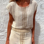 Seize The Moment Linen Blend Ethnic Print Loose Top