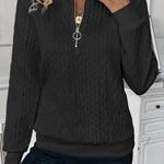 Solid Color Casual Long Sleeve Round Neck Zipper Sweatshirt