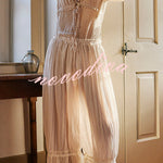 Pastoral Style Elastic Waist Lace Hem Bloomer Pants