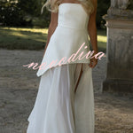 Monaco Off Shoulder Structured Top Chiffon Slit Hem Scarf Maxi Dress