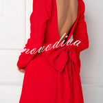 Gift for You Puff Shoulder Long Sleeve Back Bow Detail Mini Dress