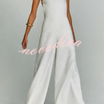 Kelso Linen Blend Square Neck Pocketed Backless Wide Leg Jumpsuit