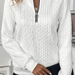 Solid Color Casual Long Sleeve Round Neck Zipper Sweatshirt