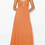 Soft and Elegant Metal Hollow Design Back Smocked A-line Slip Maxi Dress