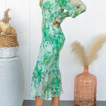 Garden Gathering Floral Smocked Waist Midi Dress