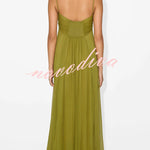 Soft and Elegant Metal Hollow Design Back Smocked A-line Slip Maxi Dress