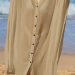Rustic V Neck Button Down Cover Up
