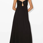 Soft and Elegant Metal Hollow Design Back Smocked A-line Slip Maxi Dress
